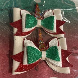 Tutu Girl Magic Christmas Unicorn Hair-bow 2 pc